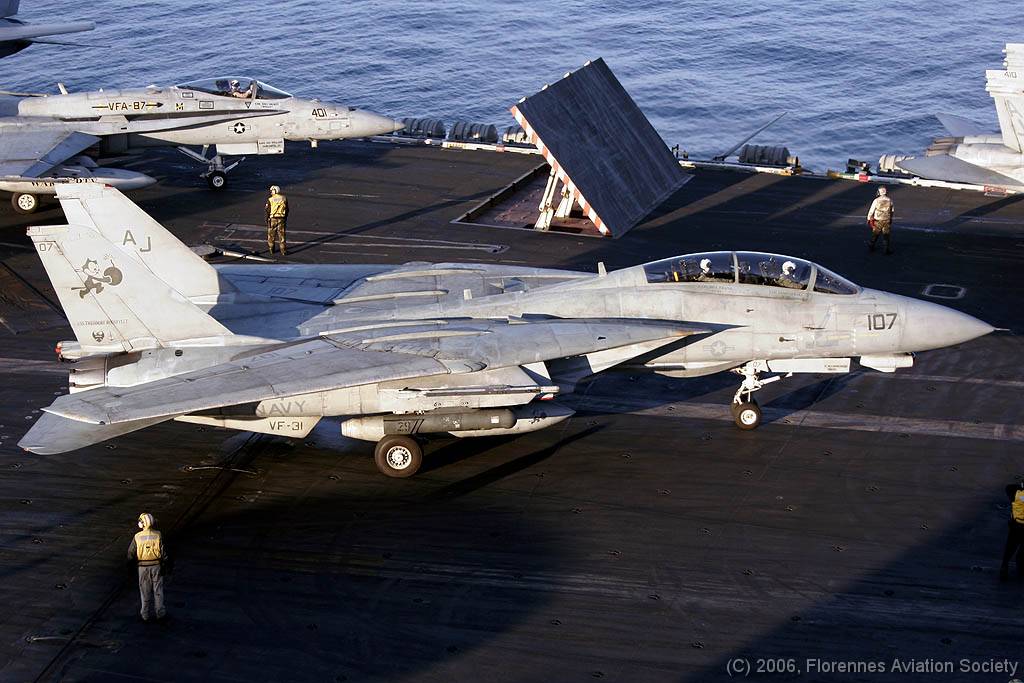 60 CVN71060221 F-14D 163902 AJ-107 DK 02 F-14D 163902/AJ-107 of VF-31 - USS Theodore Roosevelt, 21 February 2006 (C) Didier Kories